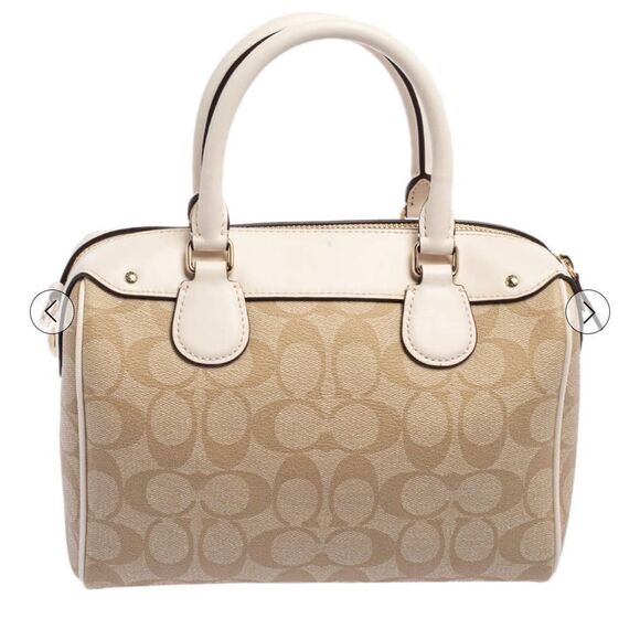 Coach Beige/ Cream Signature Coated Canvas and Leather Mini Bennett Satchel - Picture 3 of 12
